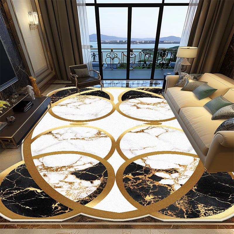 European Style Irregular Shape Living Room Carpet Luxury Decoration Bedroom Soft Large Rugs Office Non-slip Foldable Floor Mat