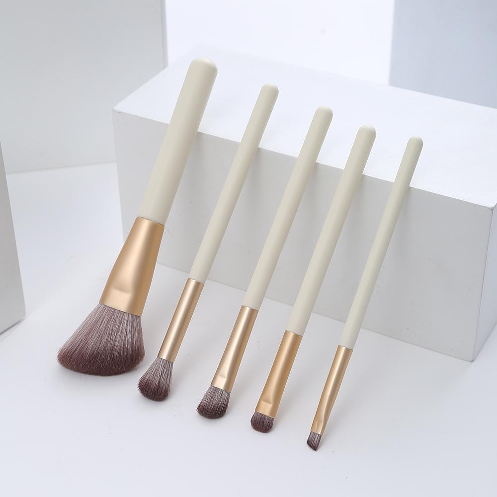 5-Piece Makeup Brush Set: Powder, Blush, Eyeshadow, Lip Brushes - Complete Beauty Tool Kit