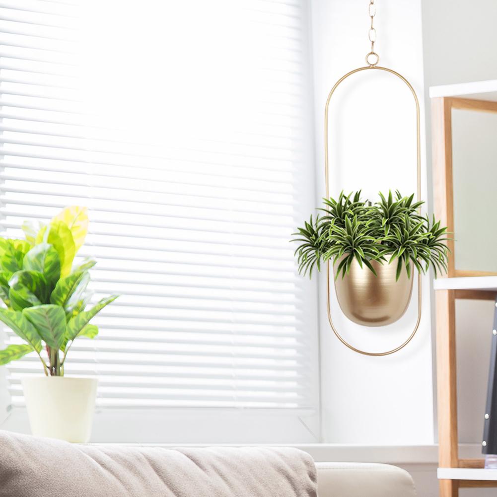 Nordic Metal Hanging Pot Plant Hanger Chain Wall Hanging Planter Basket Flower Pot Plant Holder Balcony Garden Home Decoration