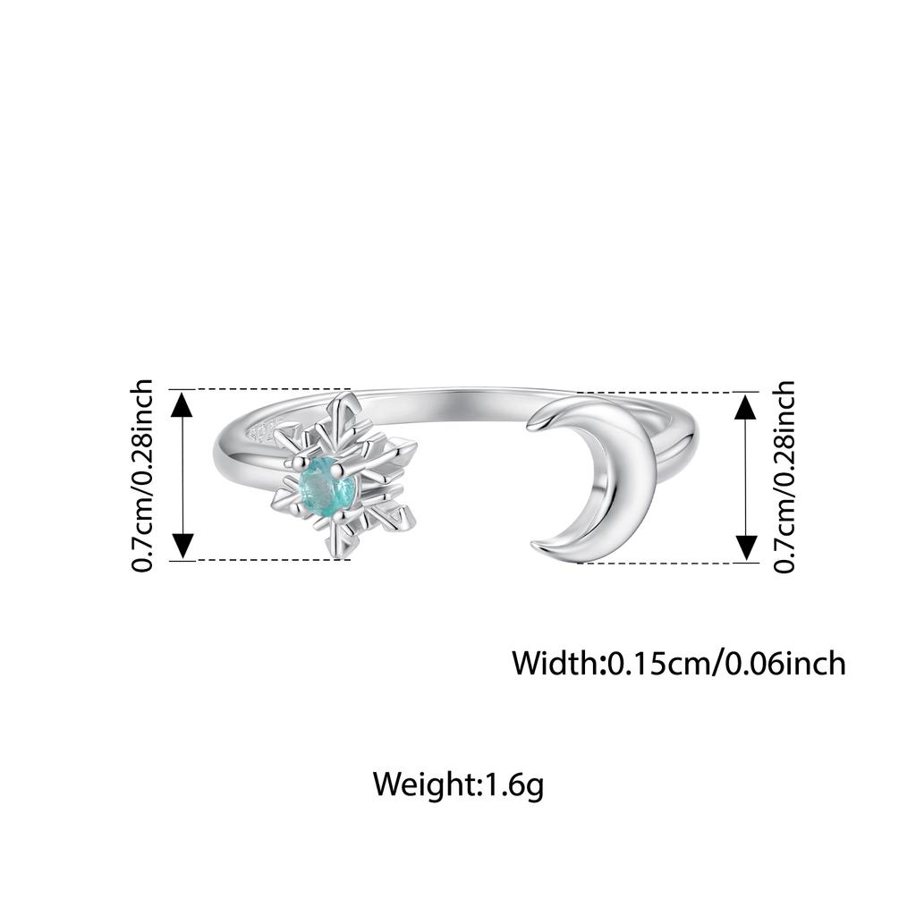 Bamoer 925 Sterling Silver Snowflake Moon Jewelry Set Crystal Blue Front-Back Stud Earrings Earrings for Women Winter Xmas Gift