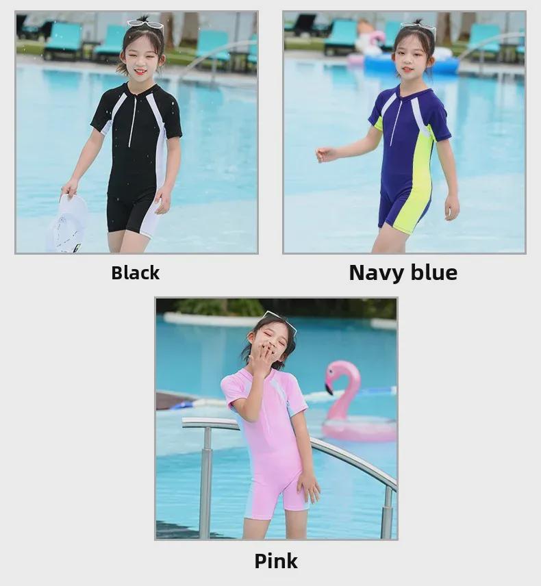 Girls' Quick-Drying One-Piece Swimsuit for Ages 2-11: Fashionable and Professional for Sports and Vacations