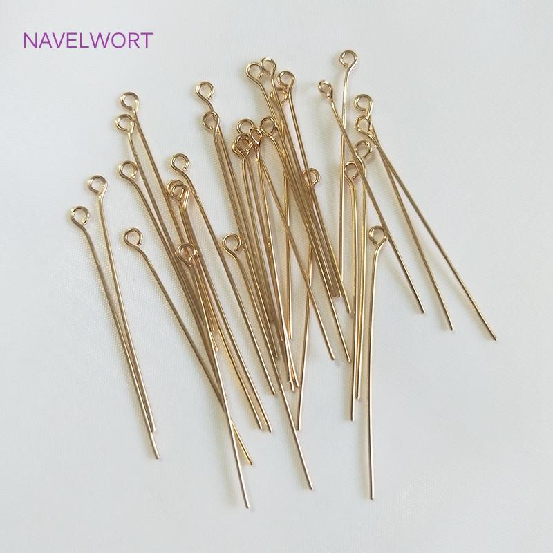 50pcs/bag 20-50mm Flat Head Pin/Ball Head Pin /Eye Pins 18K Gold Plated/Platinum Plated Pins For DIY Jewelry Making Supplies