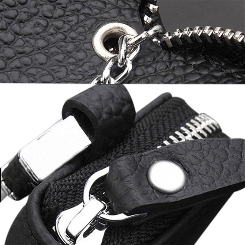 Leather Keychain Men Women Key Holder Organizer Pouch Cow Split Car Key Bag Wallet Housekeeper Key Case Small Wallet Mini Purse