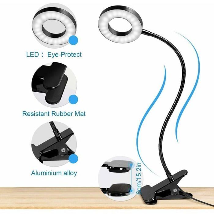 LED Schreibtischlampe Klemme 48LED 3 Modi, USB