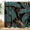Green Gold Tropical Palm Leaves Shower Curtain Abstract Banana Modern Botanical Plant Nature Aesthetic Emerald Green Bathroom