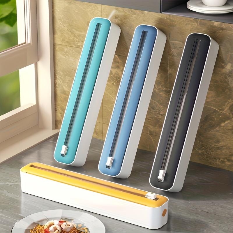 1pc Plastic Cling Film Dispenser Cutter Saran Wrap Dispenser Aluminum Foil Slider Cutter Saran Wrap Organizer Kitchen Tools