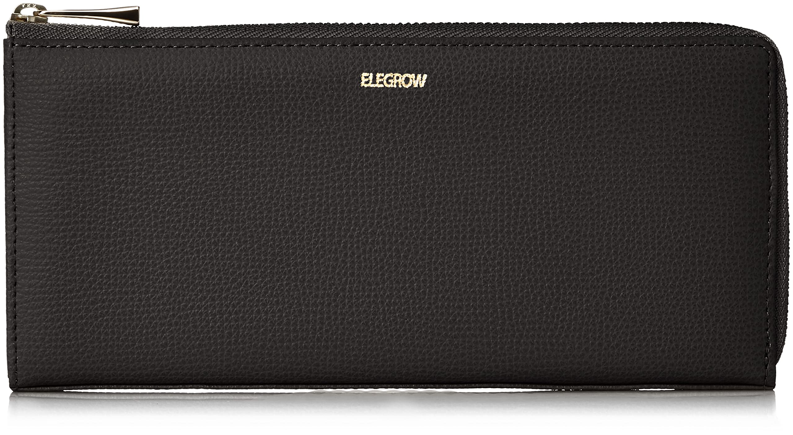 Elegrow REESE L-образный кошелек-портмоне на молнии, Итальянская натуральная кожа, Кожа крупного рогатого скота, Хромированная кожа, Нет. 72761 (Черный х Коричневый)