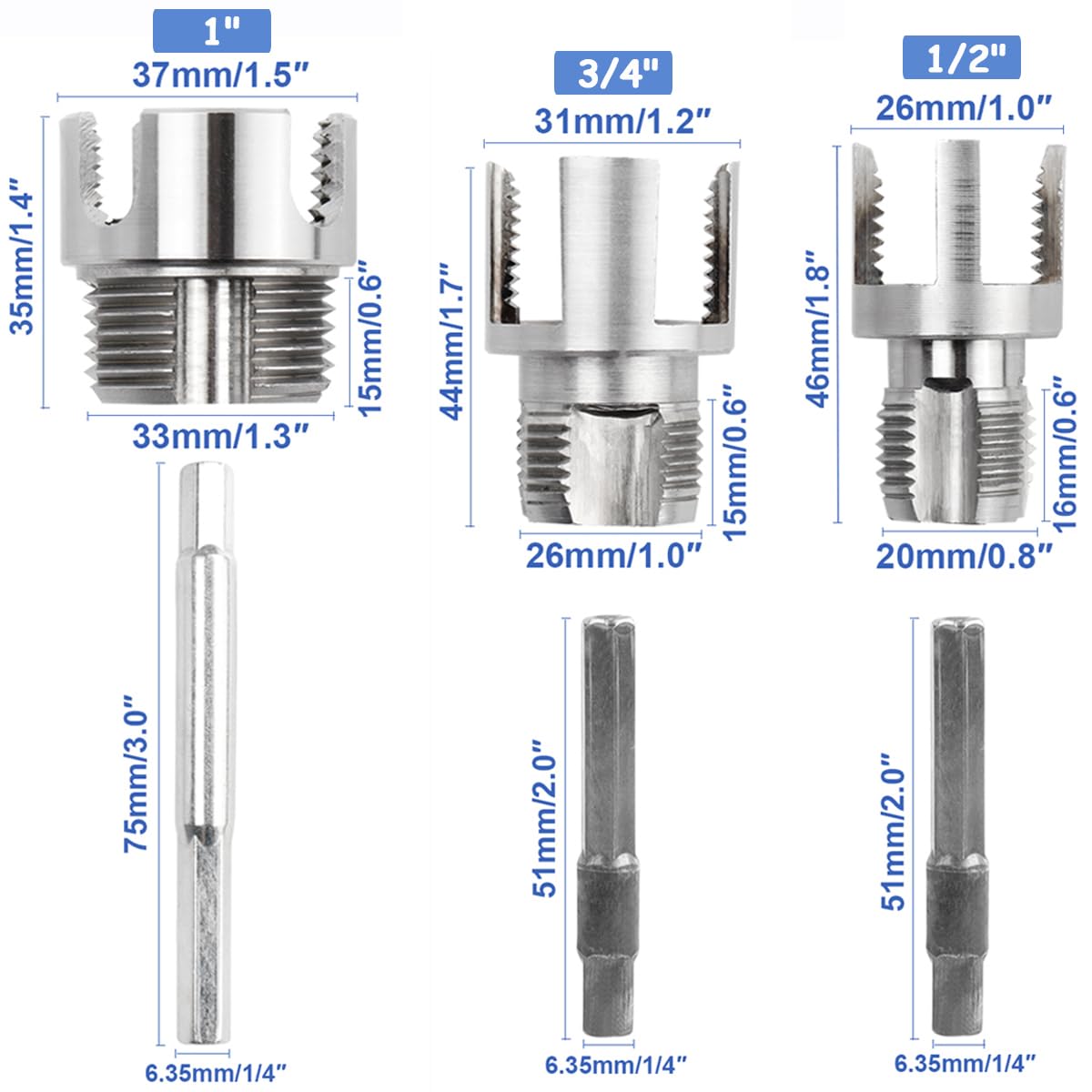 

Інструмент для нарізування різьби на трубах PPR Внутрішній та зовнішній мітчик 1/2 3/4 1 дюйм Плашка для водопровідних труб 1-pcs,3/4 inch