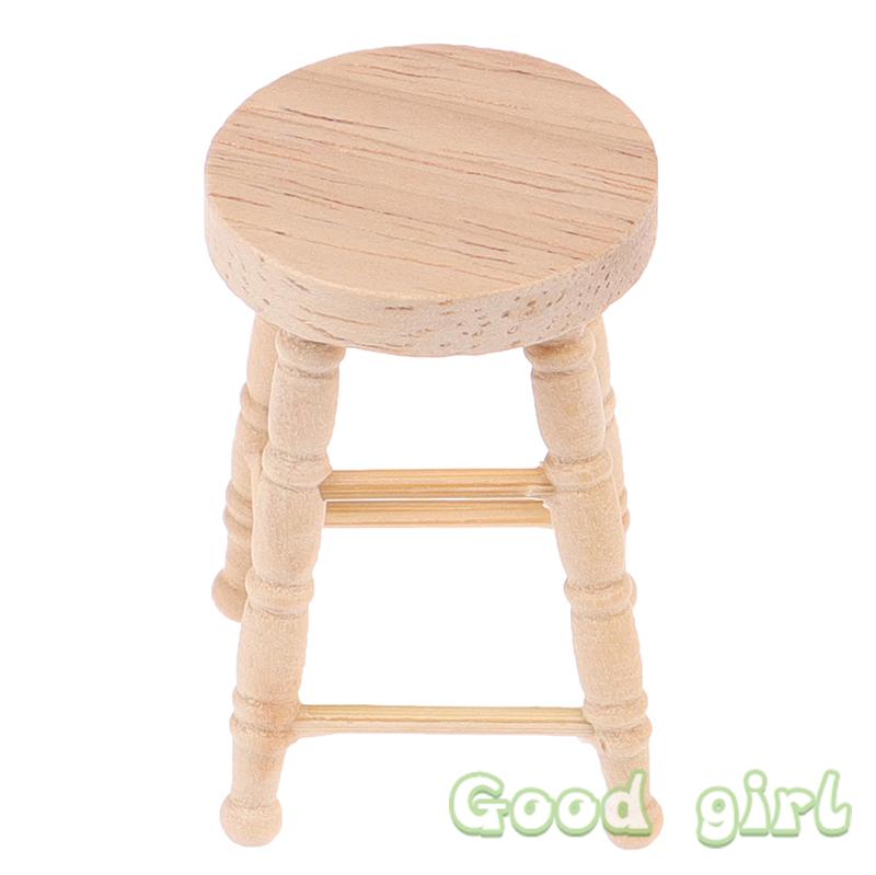 Sale Mini Furniture Dollhouse Simulation Wooden Stool Model Living Room Toy Doll House Furniture Accessor Miniature Kid Toy