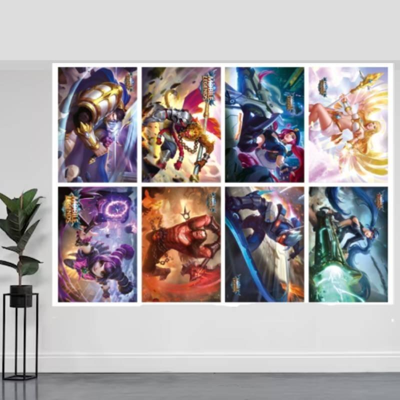 8pcs Legends Mobile Poster Copperplate Paper Home Collection Decoration Fans