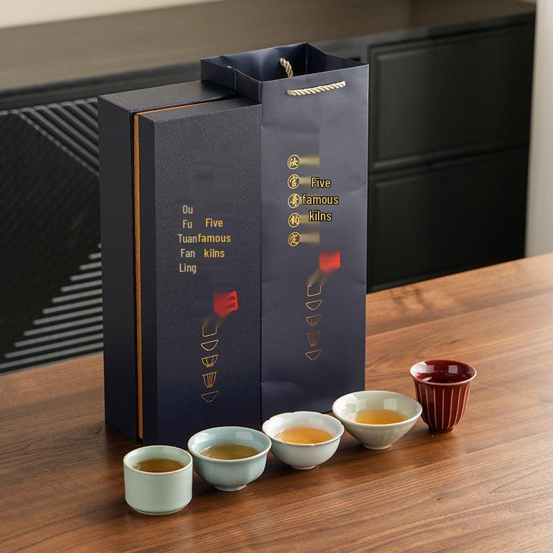 Ru Kiln Tea Cup & Bowl Gift Set for Home, Host, or Business Souvenir