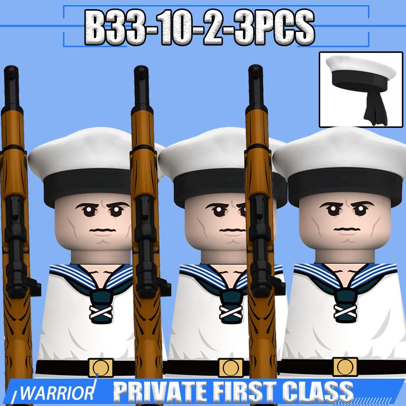 WW2 Military Navy Soldier Figures Building Blocks Leader Army Warrior Boat Commander Artillery Accessories Gun Bricks Toys Gifts