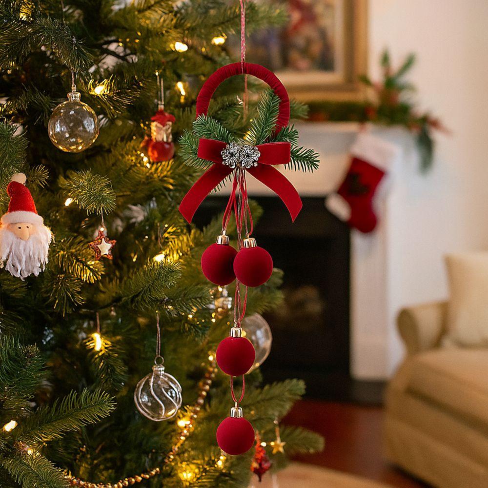 Flocked Christmas Bell Ornament Nordic Style Handcrafted Velvet Christmas Ball Delicate Christmas Hanging Ornaments New Year