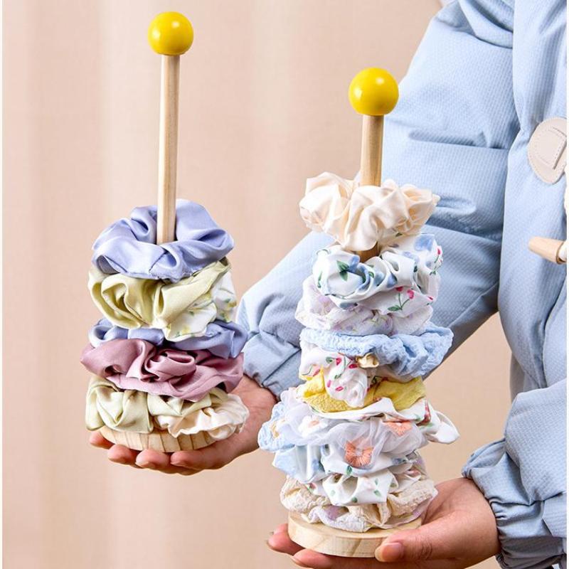 Organizzatore Scrunchies per Capelli in Legno Espositore per Elastici per Capelli Porta Braccialetti per Fasce per Capelli Scaffale Organizer per Accessori per Capelli