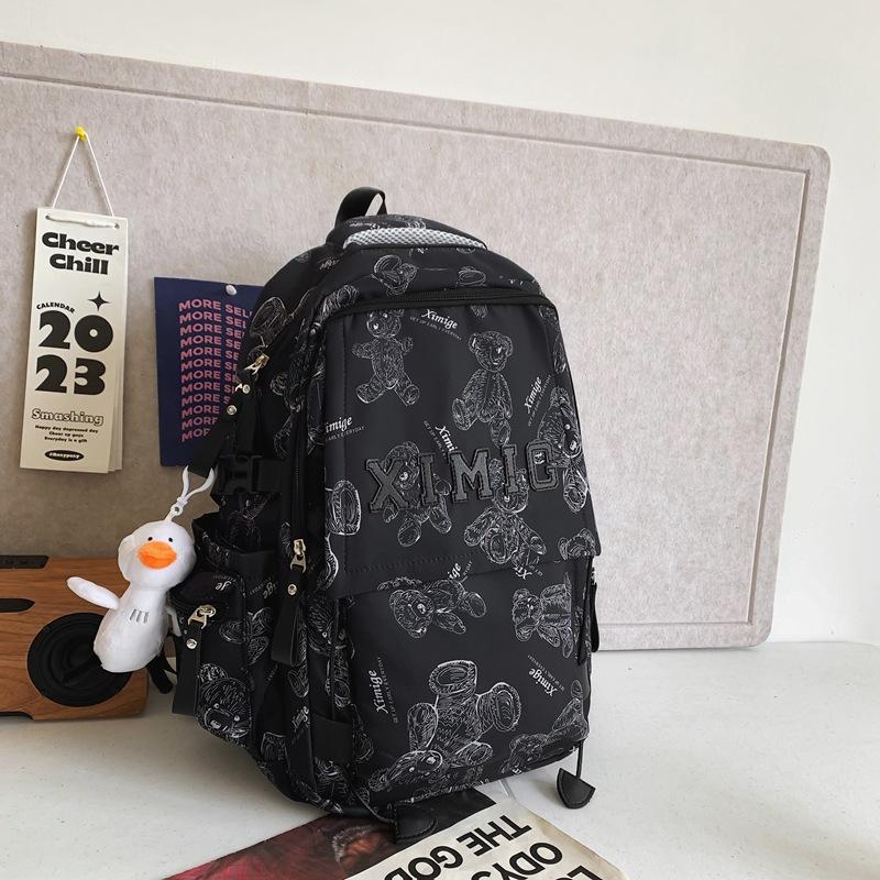 

Schoolbag Couple Versatile Comfortable Backpack Junior High School High School College Student Large Capacity Burden Reduction Schoolbag Casual чорний