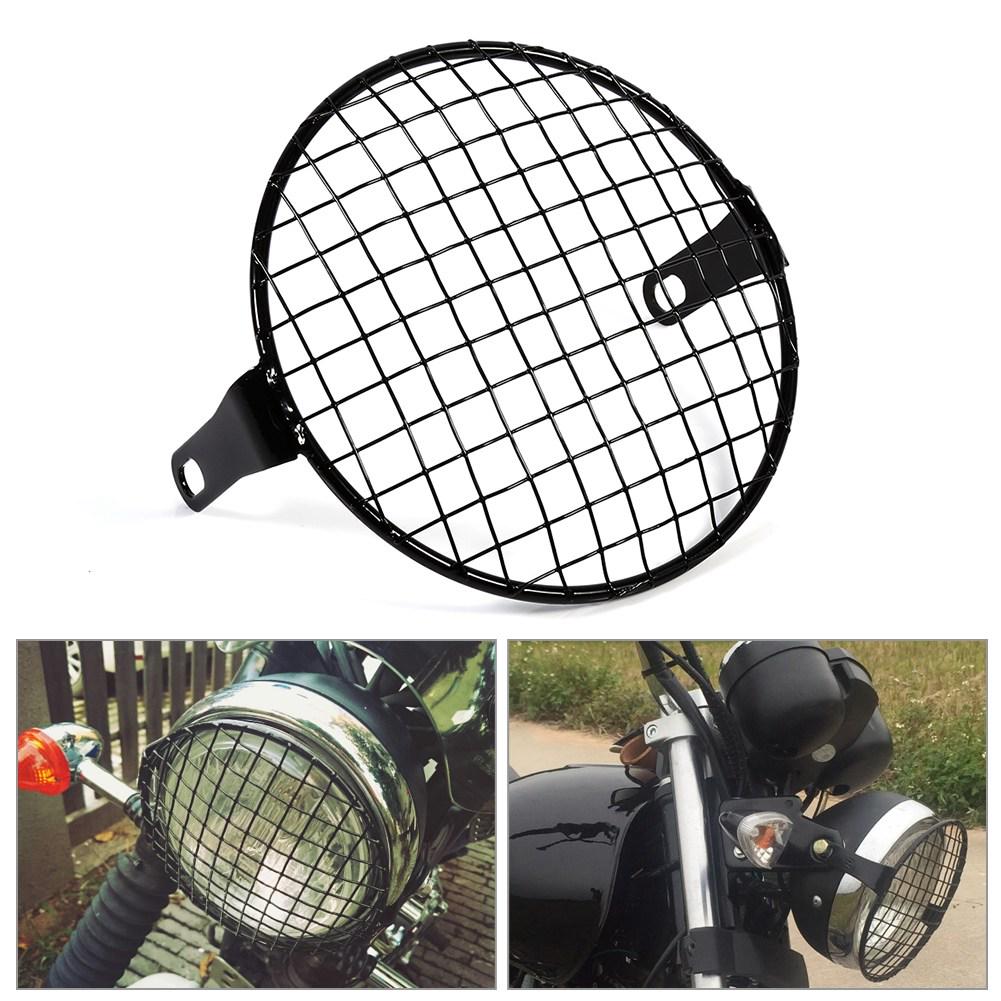 6.3 Retro Motorcycle Grill Side Mount Headlight Lamp Cover Mask Cafe Racer