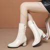 Fashion 2025 Autumn Winter New Cotton Short Boots for Women Chunky High Heeled Round Toe Side Zipper Botas Feminina Black Beige Botines