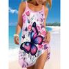 Ladies' Elegant and Fashionable 3D Printed Floral Pattern Printed Suspender Beach Dress
