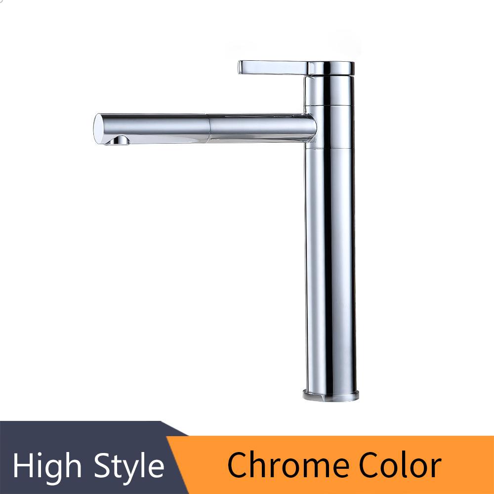 Bathroom Stainless Steel Basin Sink Faucet Cold and Hot Water Tap 360° Swivel Single Handle Household Washbasin Spout