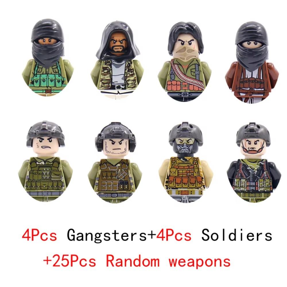 25/50/100ks Vojenské zbraně SWAT Zbraň Dělo Voják Armáda Policejní klobouk Stavebnice Figurka Příslušenství Modelové kostky DIY Hračka