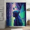 Beautiful Fairy Shower Curtain Enchanted Forest Design with Wings and Butterflies for Bathroom Decorations Soft Fabric Material