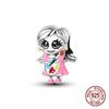 925 Silver Chameleon Charms Bead Colorful Sketchpad Dangle Zirconium Clip for Bracelet Necklace DIY Jewelry