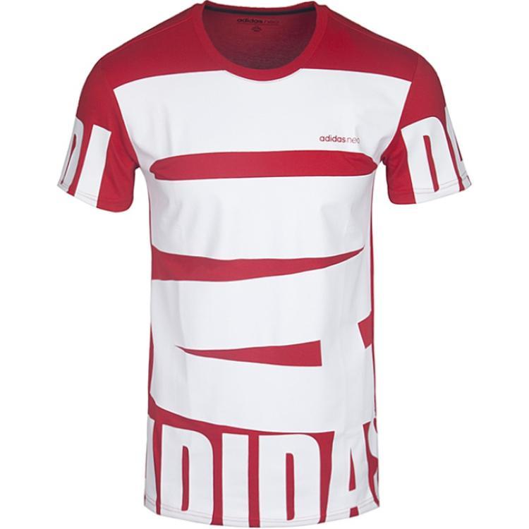 Adidas Neo T Shirts Men s Red Crew Neck Moderate CD3414 XL