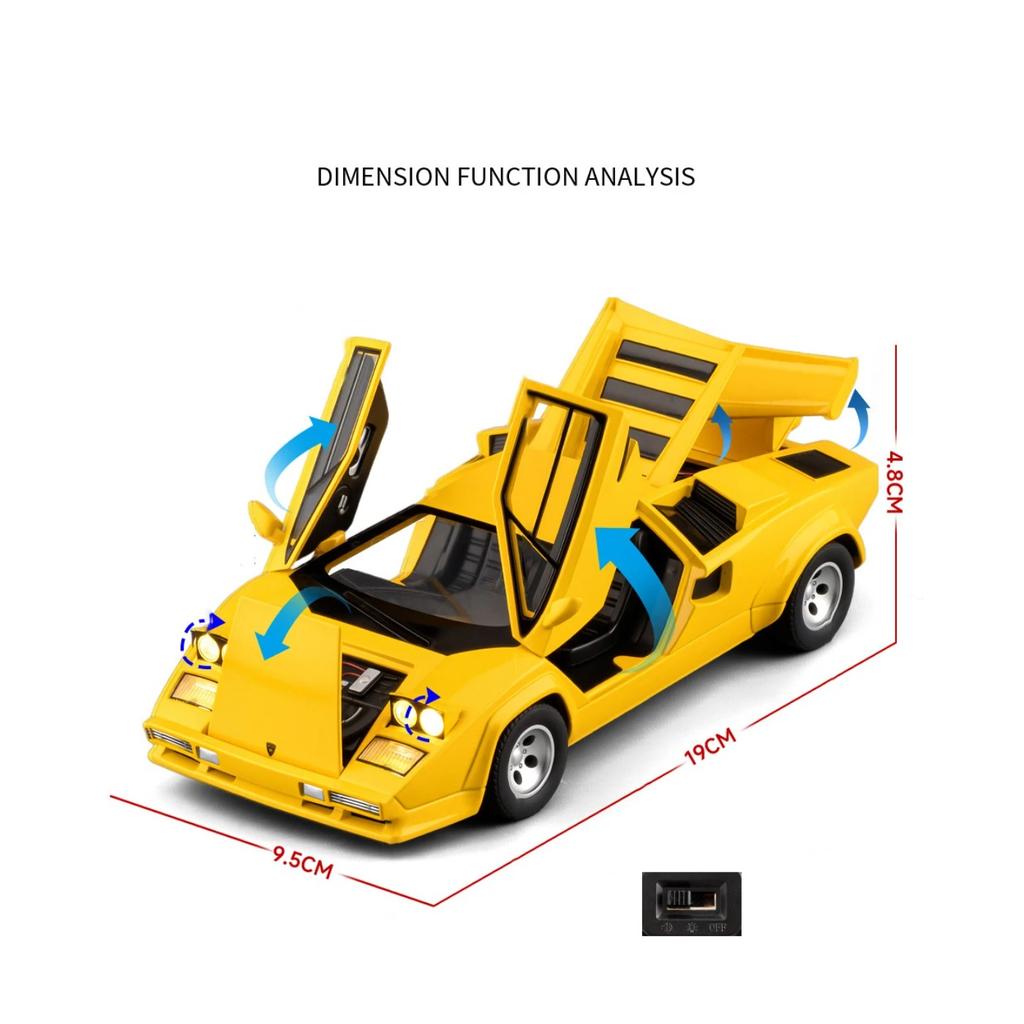 1/24 Lamborghini Countach LP5000s Aliaj Model Mașină Sportivă Clasică Metal Turnat Sub Presiune Mașini Model Mașină de Cursă pe Circuit Sunet și Lumină Jucărie pentru Copii Cadou