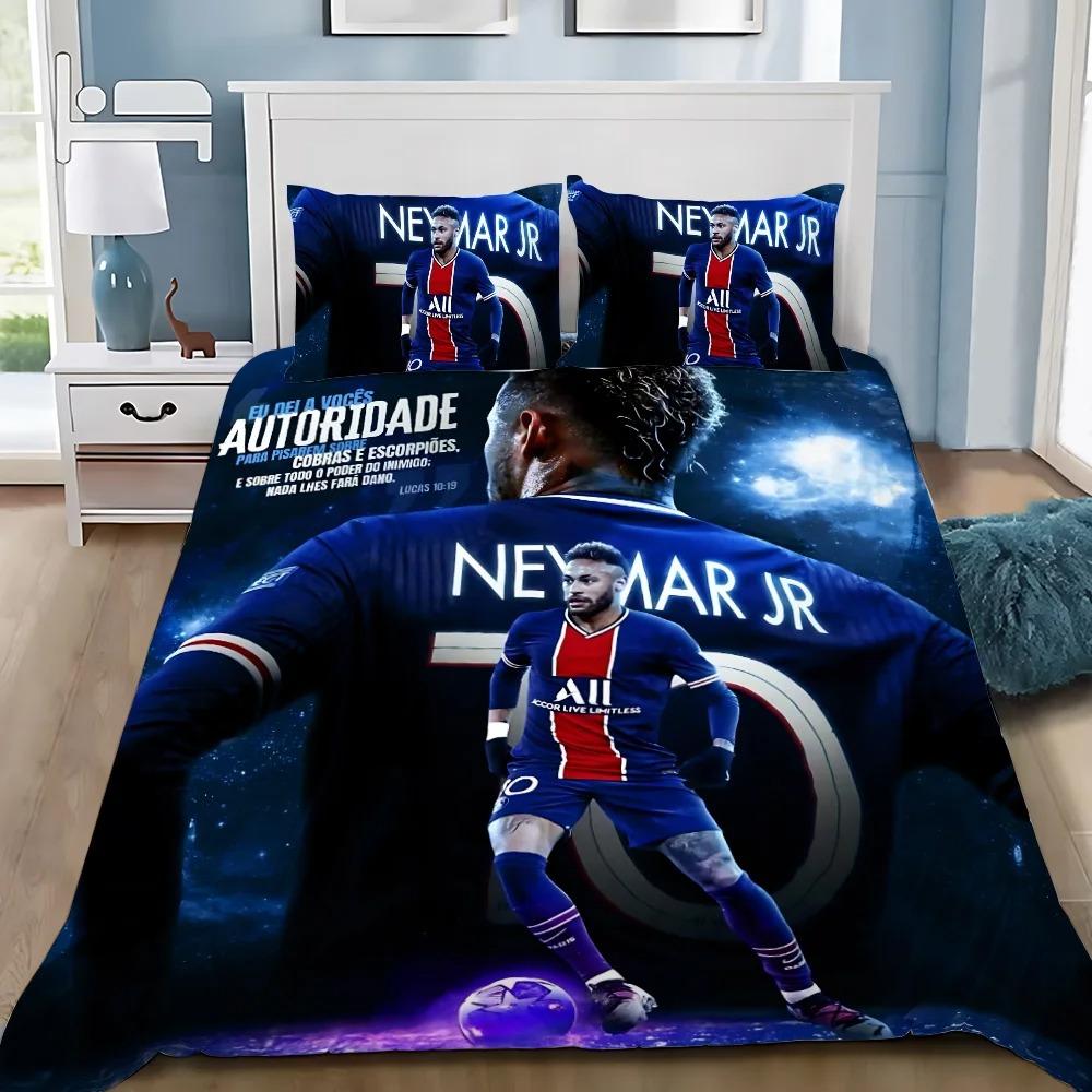 Povlak na peřinu a povlak na polštář Fotbalová hvězda Neymar Povlečení pro dospělé Chlapce Dívku Dekorace ložnice Jednolůžko Dvojlůžko Plná Velikost Královská Velikost