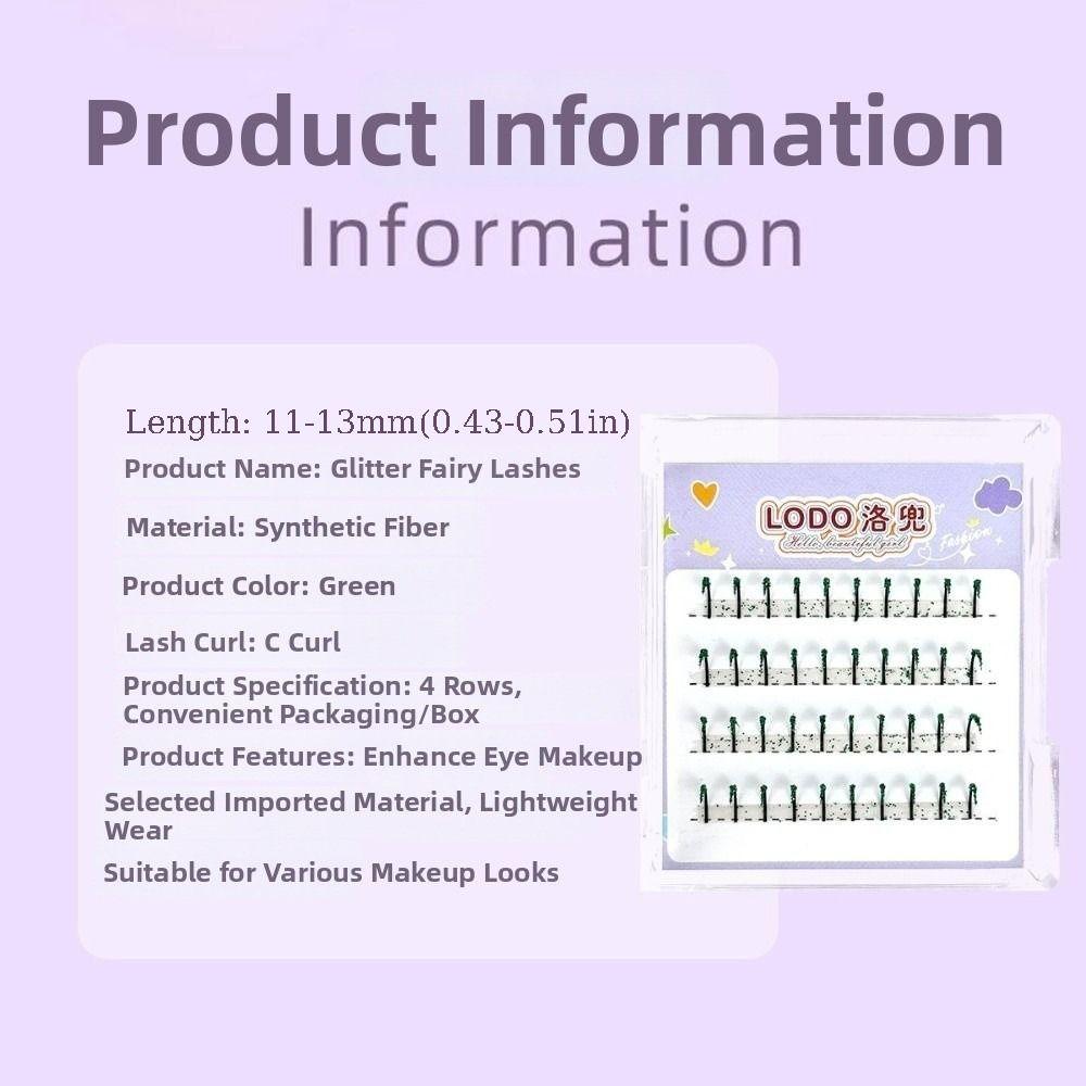 Green Color Shiny Lashes 11-13mm Glitter Eyelash Hot Colorful False Eyelashes  for Cosplay Party