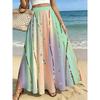 Elegant Pastel Gradient Maxi Skirt for Beach Vacation, Casual Outings, And Daily Wear Lightweight