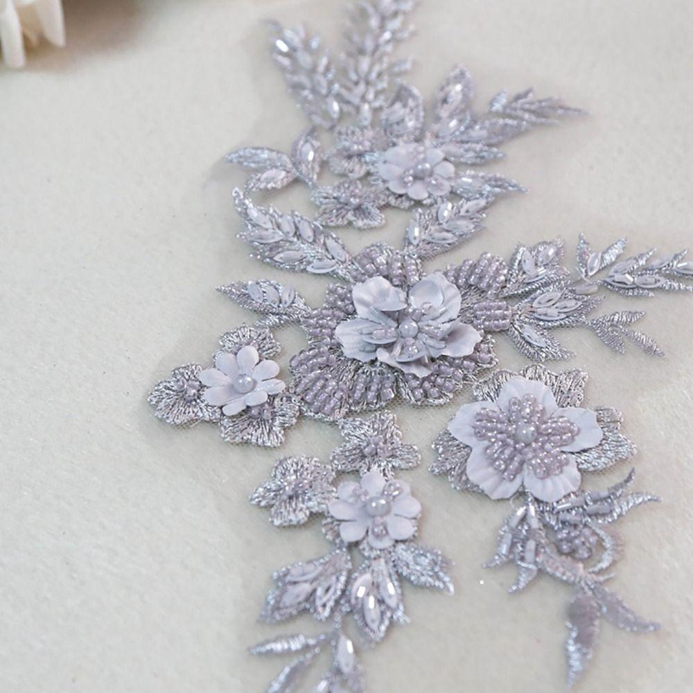 Flitrová výšivka Vyšívané květinové nášivky DIY Krajkové aplikace Flitrové nášivky Šaty