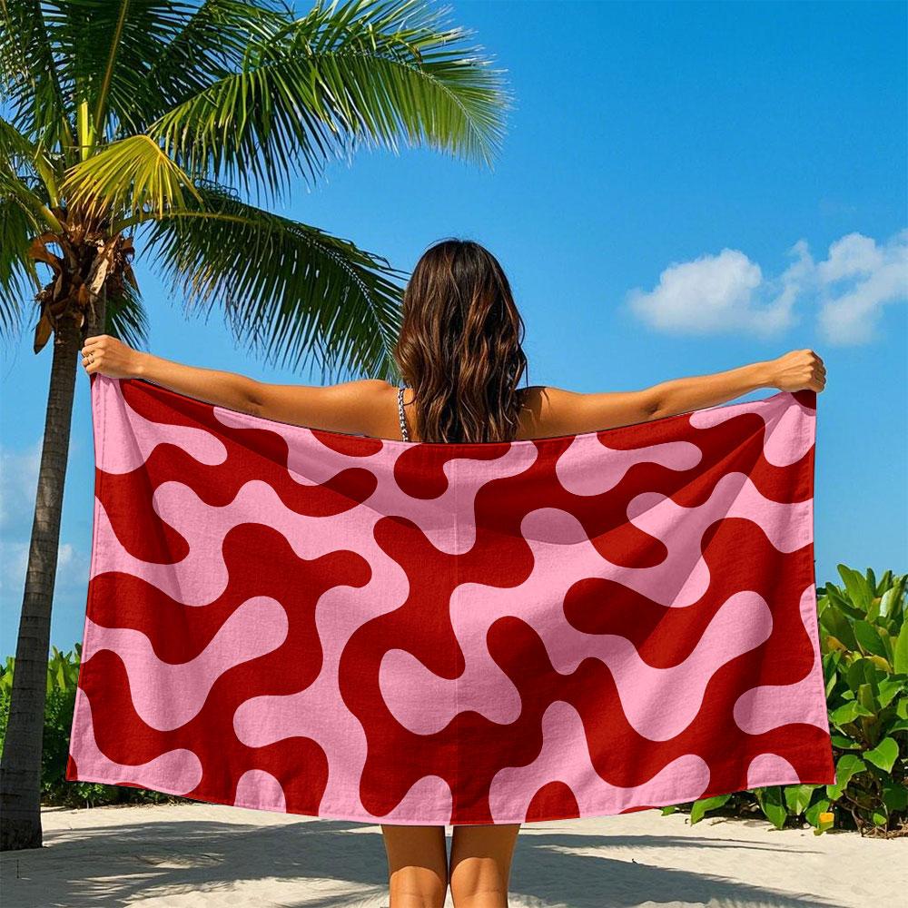 Artistic Red & Pink Fluid Pattern Quick Drying Bath Towel Microfiber beach towel light weight swimming camping yoga beach out