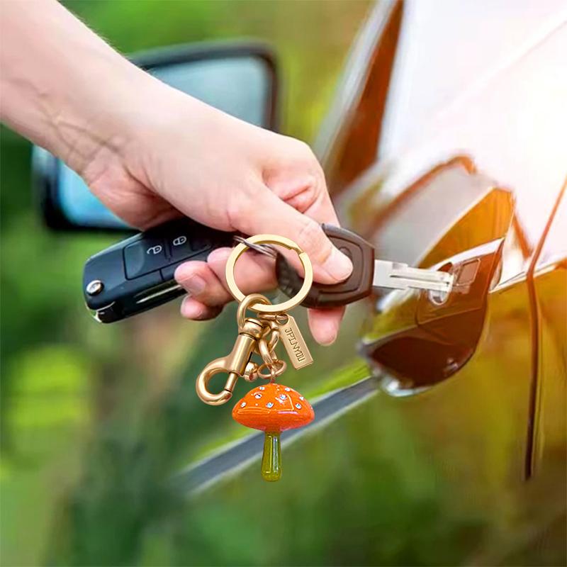 1PC Mushroom Gift Pendant Design Fashion Keychain Marker DIY Creativity Metal Party Cute