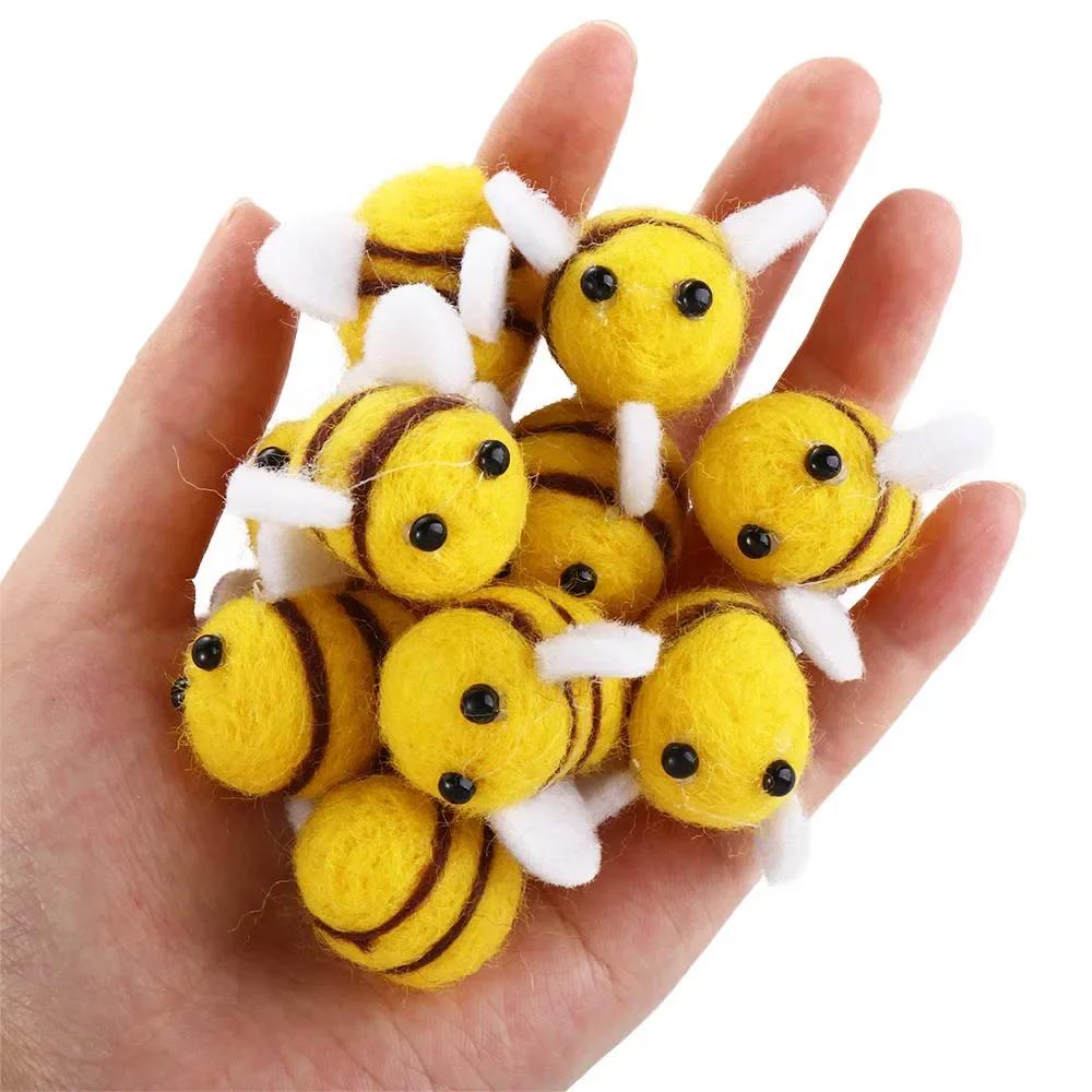 10Pcs Kawaii Wool Felt Honeybee DIY Bag Pendant Miniature Bee Decoration Home Decor