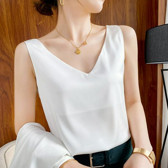 Dames Zomer Satijnen Zijden Camisole: Mouwloze Top, Basislaag van IJszijde, Veelzijdig Ondergoed of Bovenkleding