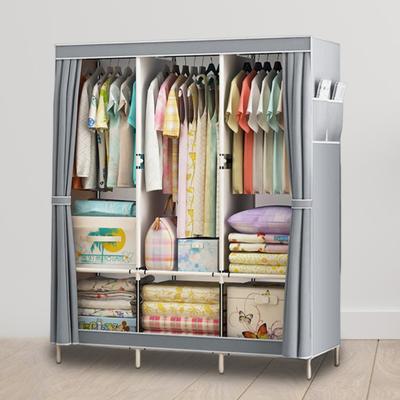 Foldable Wardrobe Closet Reinforced Steel Pipes Dustproof Simple Installation Bedroom Clothes Hanging Wardrobe