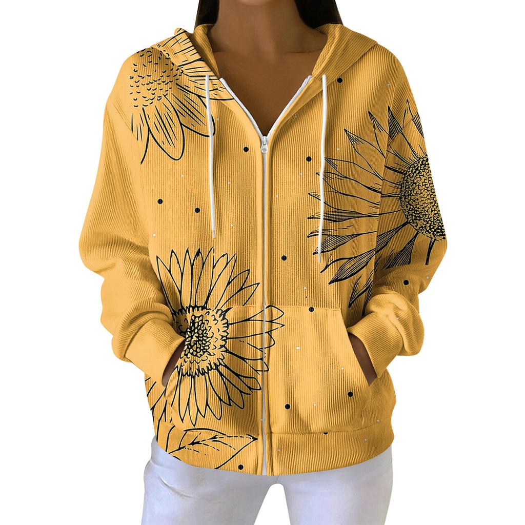 Women's Casual Fashion Long-Sleeved Zip-Up Christmas Print Knitted Hoodie