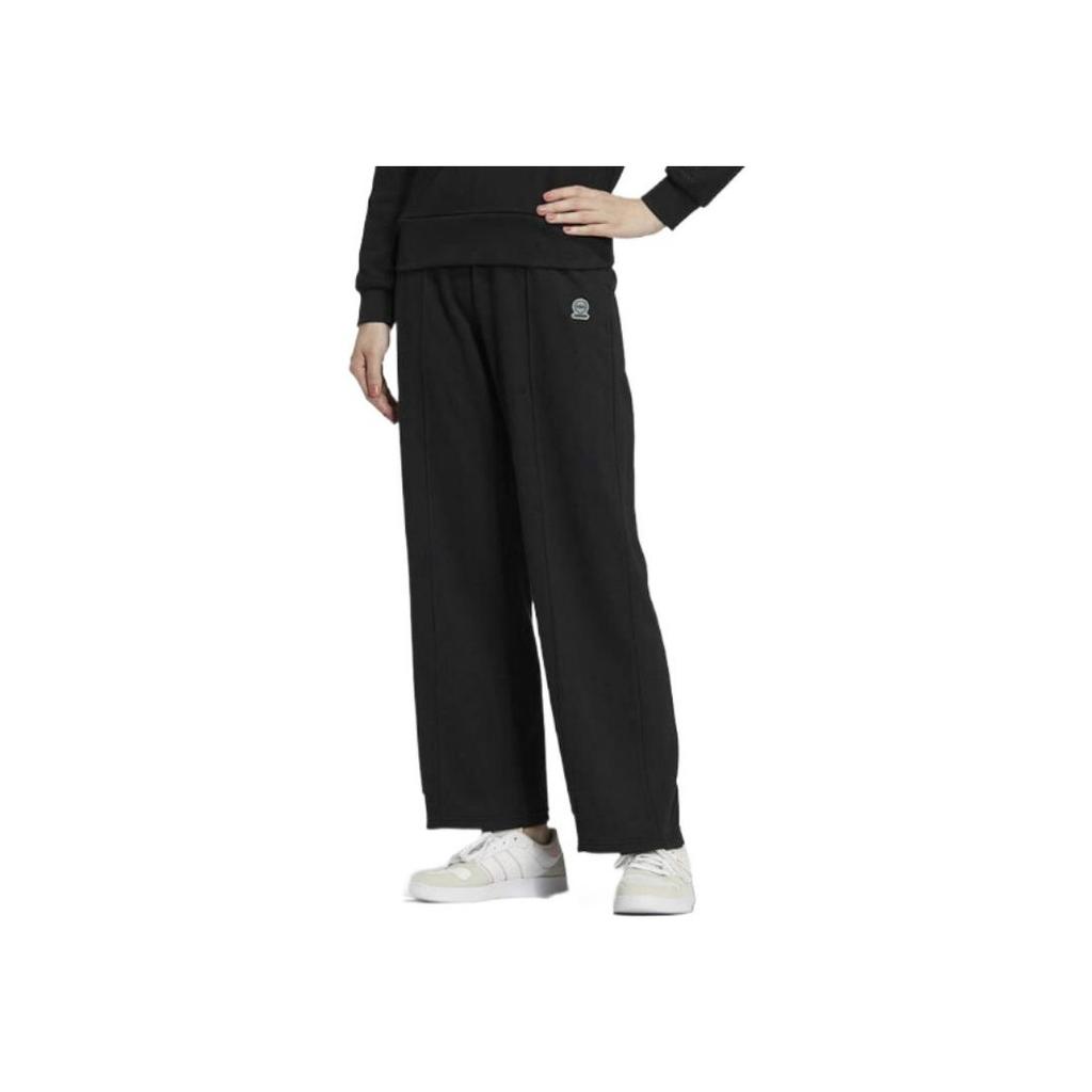 Adidas Neo Solid Color Casual Straight Leg Sports Pants Women Bottoms Black HM9554