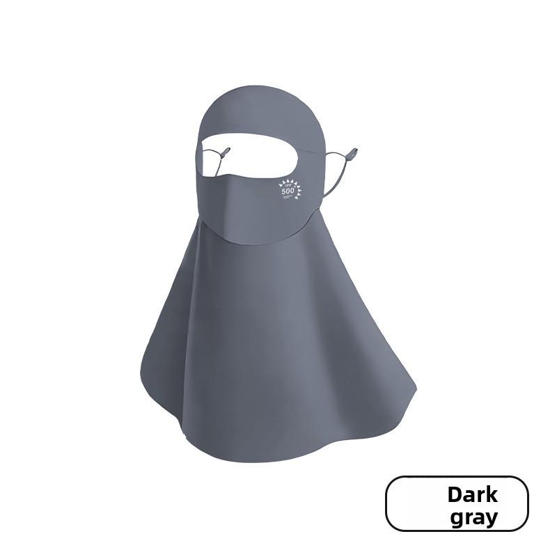 Full-face sunscreen mask, summer antibacterial ice silk sunscreen mask, UV protection UPF500 Dark gray