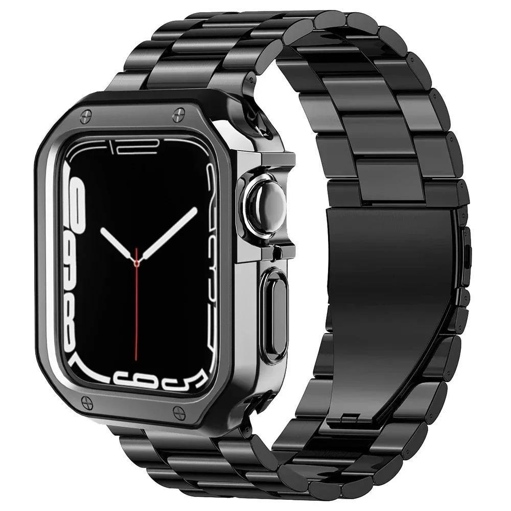 TPU Schutzhülle+Metallarmband Für Apple Watch Ultra Armband 46mm 49mm 45/44mm 41mm Edelstahl Armband Serie 6 se 7 8 9 10