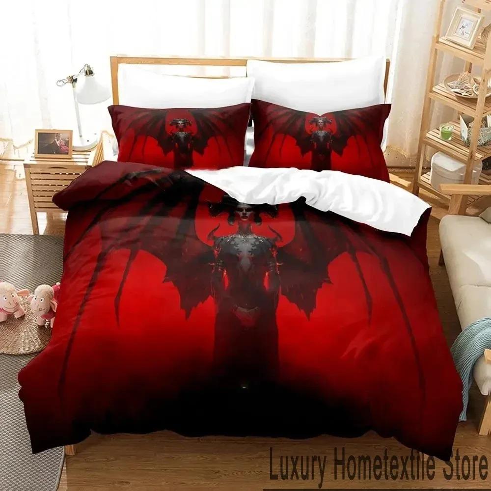 3D Print Diablo IV Game Bedding Set Duvet Cover Bed Set Quilt Cover Pillowcase Comforter King Queen Size Boys Adult Bedding