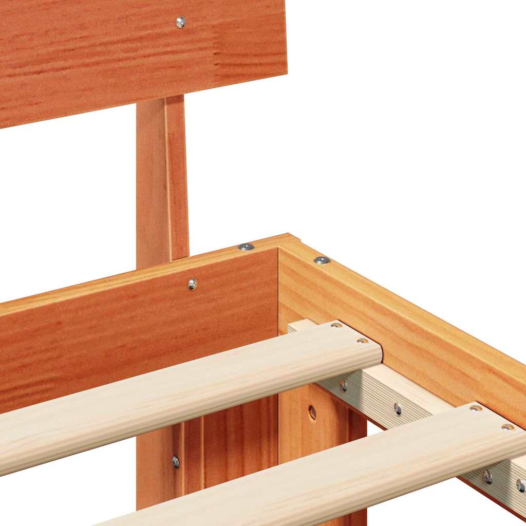 Bed Frame Wax Brown 140 x 200 cm Solid Pine Wood