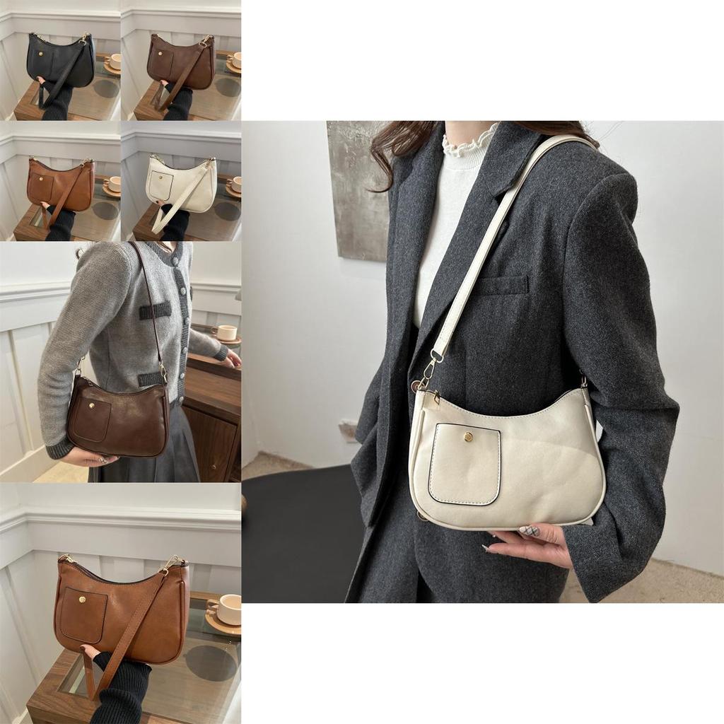 Niche Texture Minimalist Single Shoulder Underarm Bag Crossbody With Closure Zip