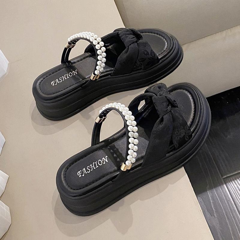 Women's Sandals Pearl Roman Style Platform Green Ladies Shoes Beach 2025 Luxury Summer Comfortable Cheap Liquidation Sale Sales