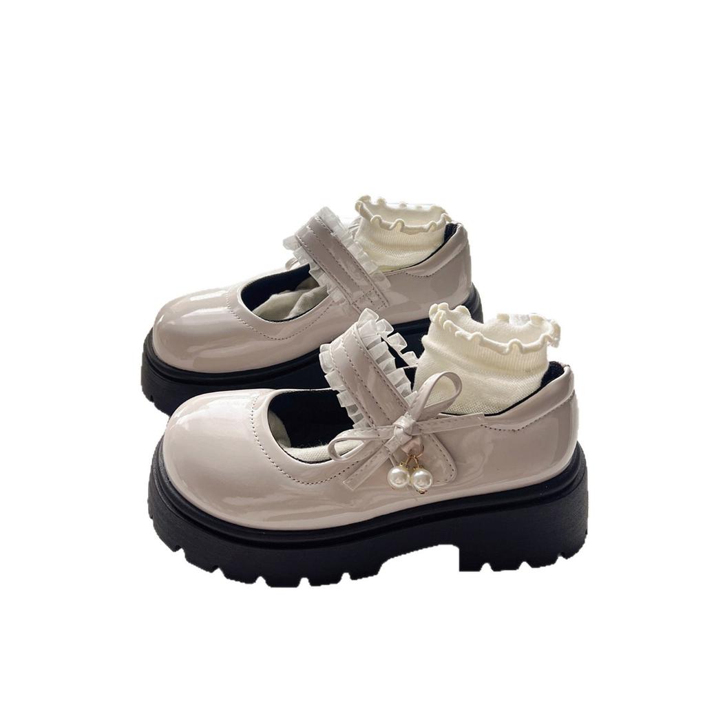 School season girls leather shoes 2025 autumn new foreign versatile princess shoes black loafer performance shoes medium and old children