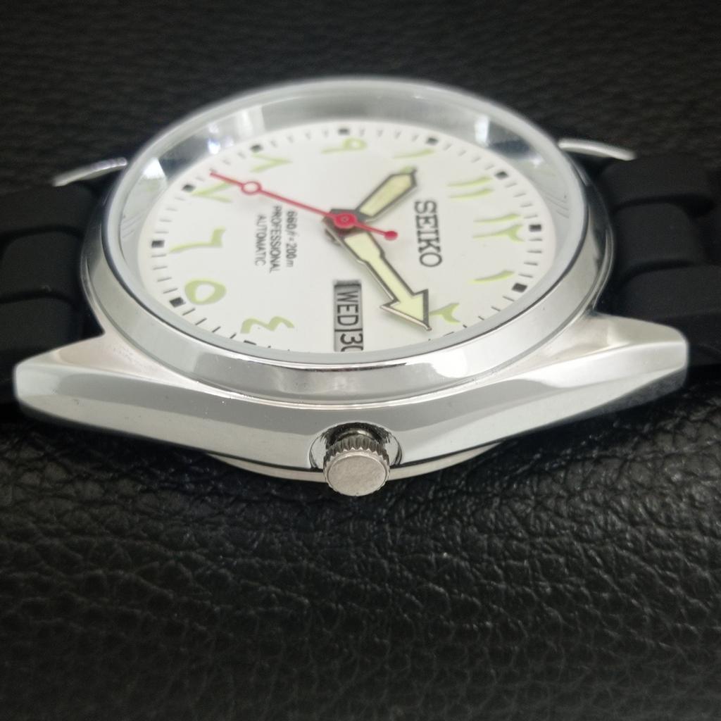 REFURBISHED VINTAGE SEIKO AUTOMATIC 6309A JAPAN MENS WHITE DIAL WATCH a442733-1