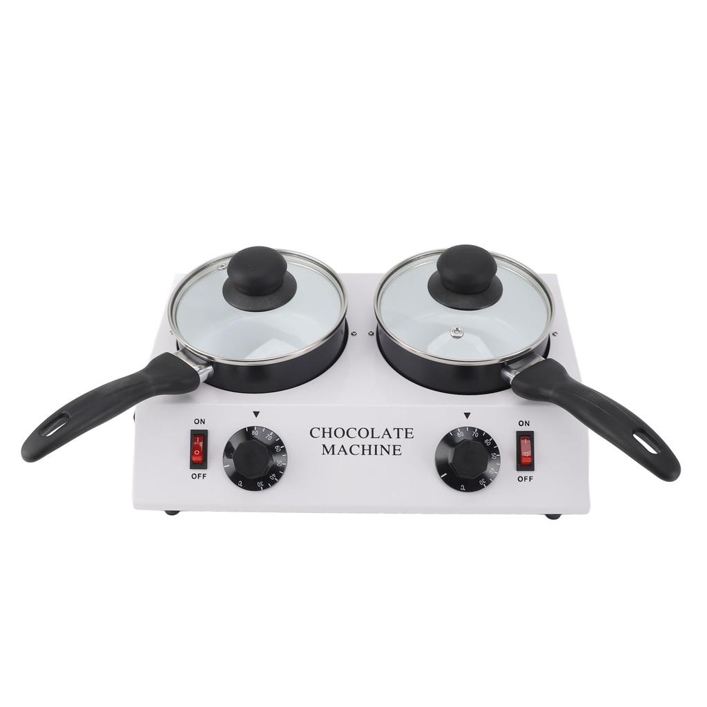 Máquina de derreter chocolate com 2 tanques, temperatura constante, alumínio, antiaderente, manual, máquina de chocolate