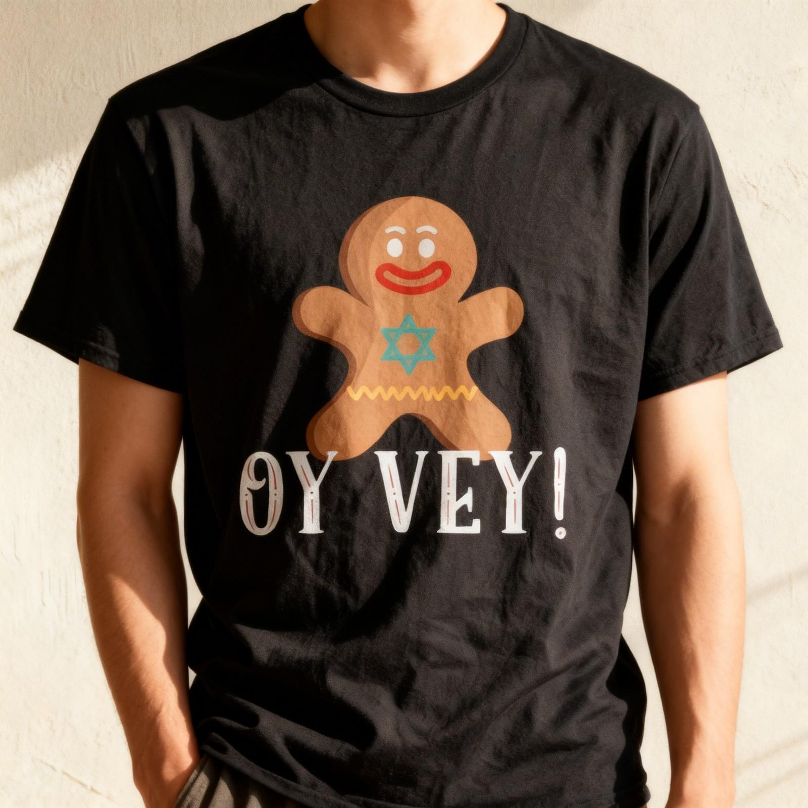 Oy Vey Gingerbread Star Of David Jewish Holiday Jew Humor T-Shirt S