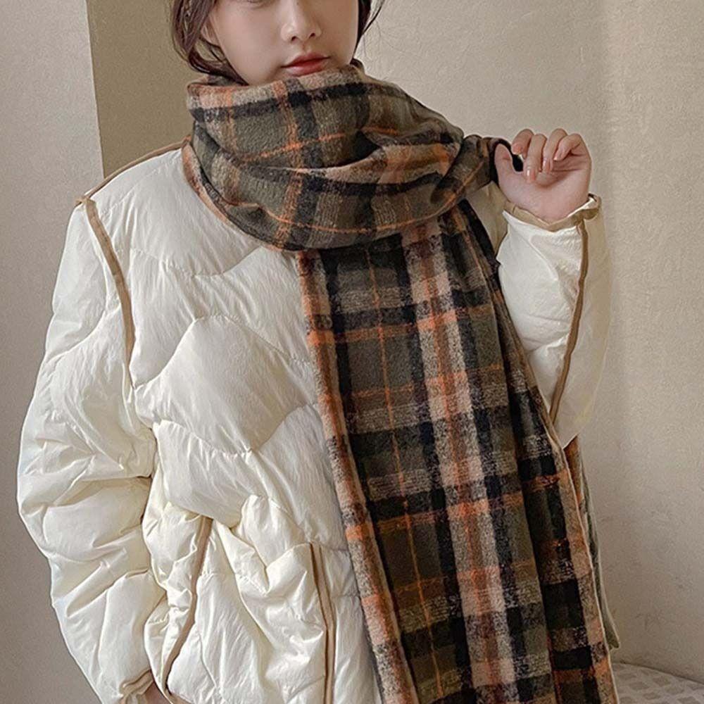 Cashmere Shawl Plaid Wool Scarf Wool Scarves Cape Wraps Retro Winter Cashmere Scarves Student
